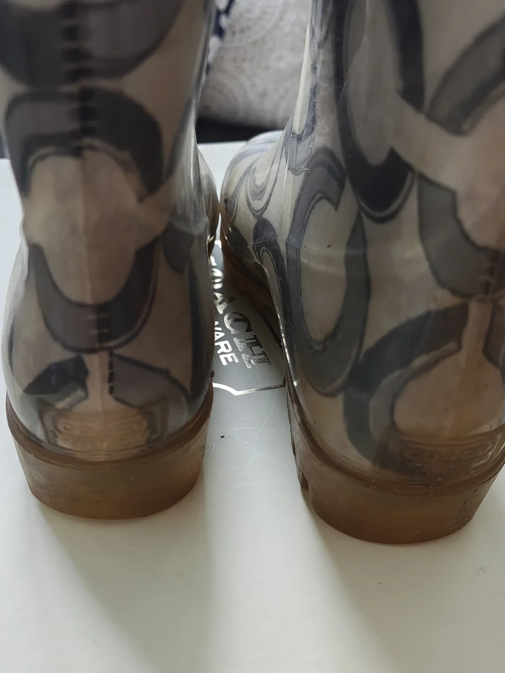Coach Gray Signature Logo Rain Boots